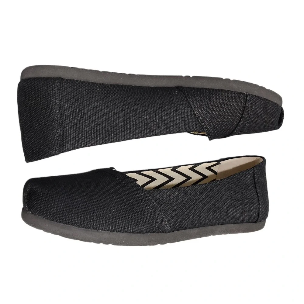 TOMS Wear Good Alpargata Ballet Flats Womens US 8 Black Canvas Comfort Slip On
